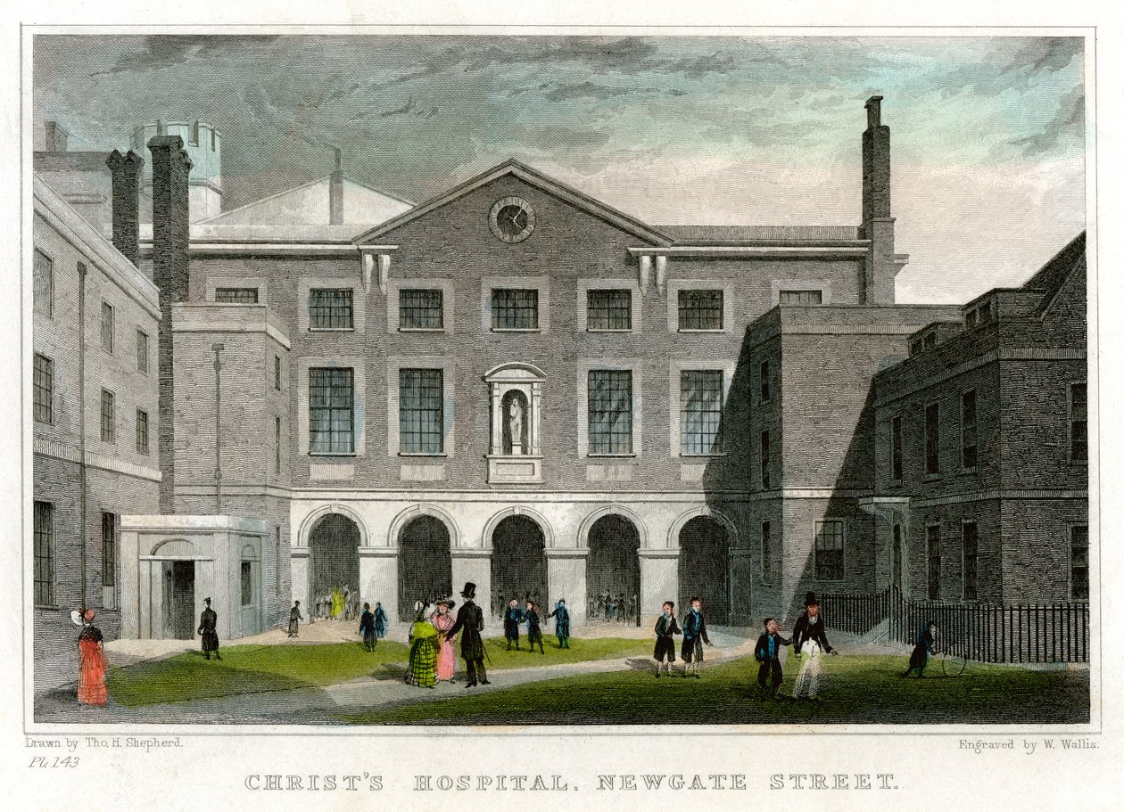 Christs Hospital School, Newgate Street, London City, 1831. alkotó: W. Wallis