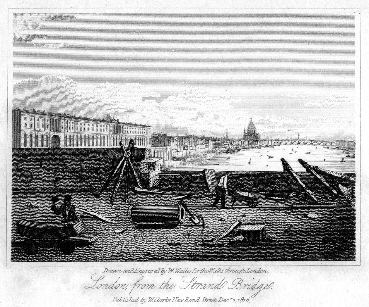 London a Strand hídtól, 1816. alkotó: W. Wallis
