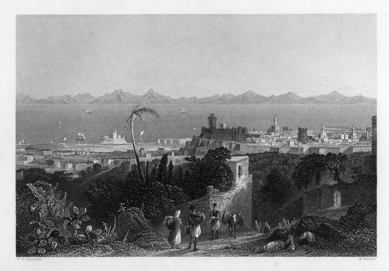 Rodosz, a Heightsból a Sir Sidney Smiths Villa közelében, 1841 alkotó: W. Wallis