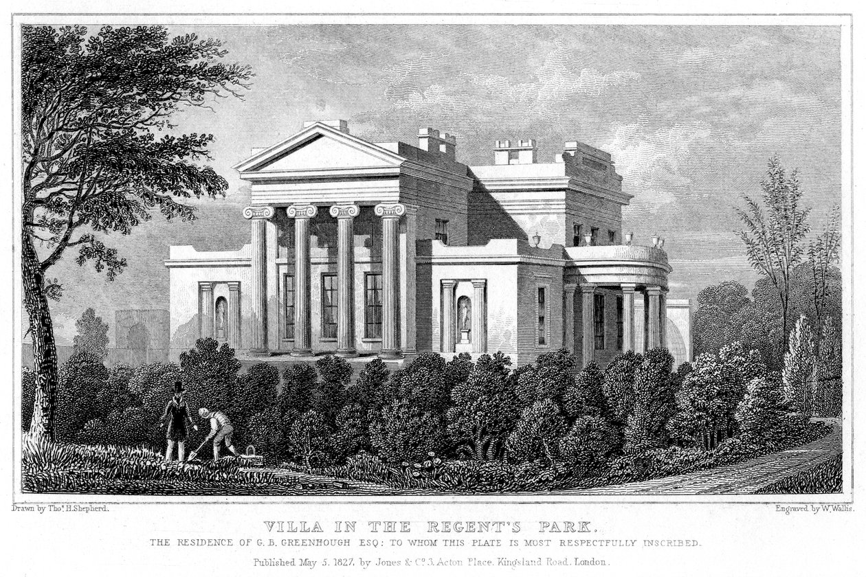 Villa a Regents Parkban, Londonban, 1827. alkotó: W. Wallis
