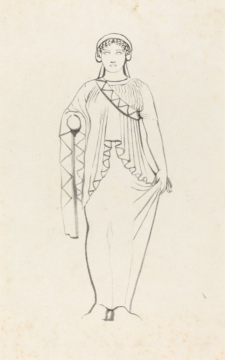 Szobor a templom nyugati frontja feletti oromfalon, Aegina-ban alkotó: W. Walton after John Flaxman