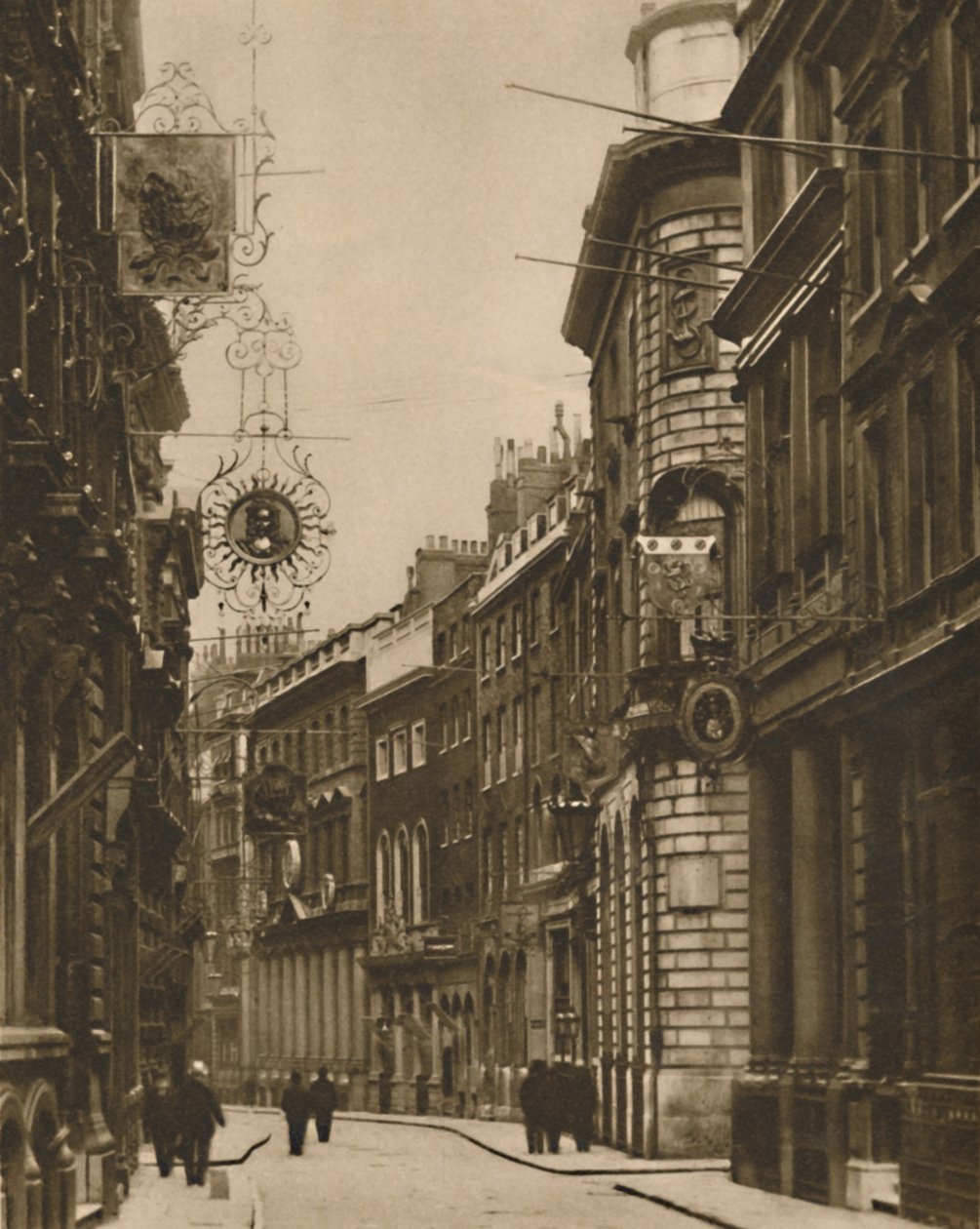 A régi táblák visszatértek a Lombard utcába, 1935. alkotó: W. Whiffin
