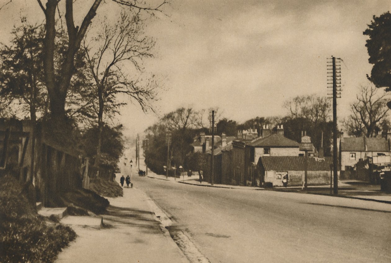 Ahol a római út Doverbe keresztezi a Shooters Hillt a Blackheath-en túl, 1935. alkotó: W. Whiffin