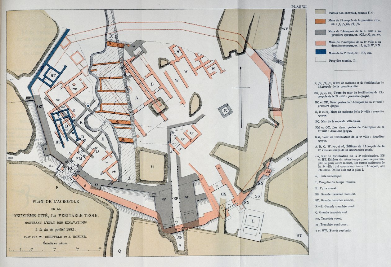 A trójai 2. város Akropoliszának térképe, 1884 alkotó: W and Hoefler, J. Doerpfeld