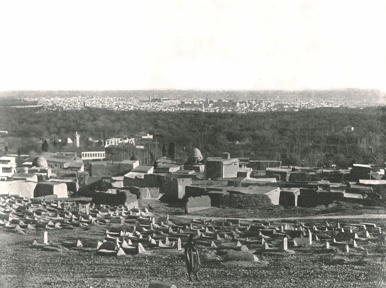 Várospanoráma Sulhiehből, Damaszkuszból, Oszmán Szíria, 1895. alkotó: W and S Ltd