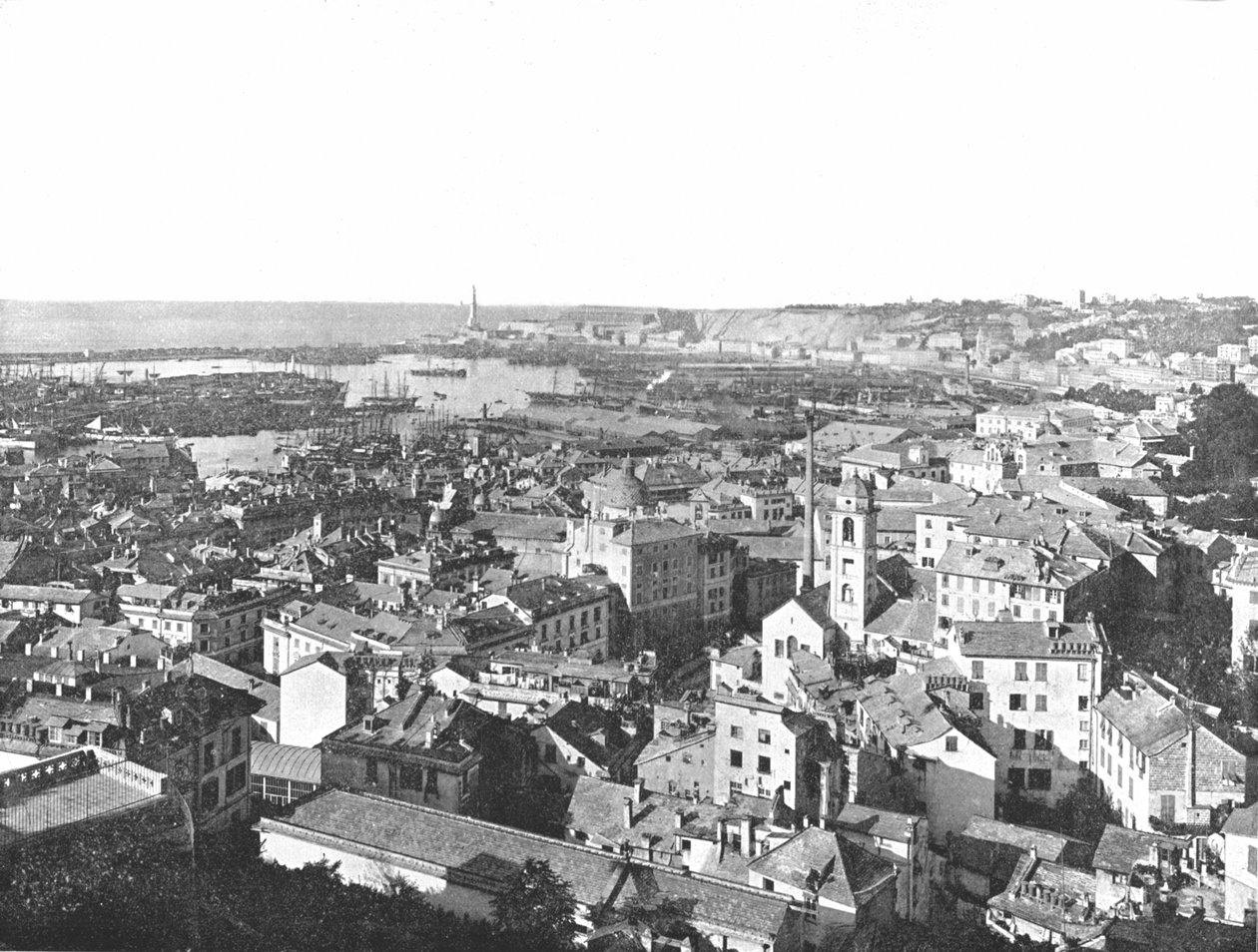 Genova városának általános képe, Olaszország, 1895. alkotó: W and S Ltd