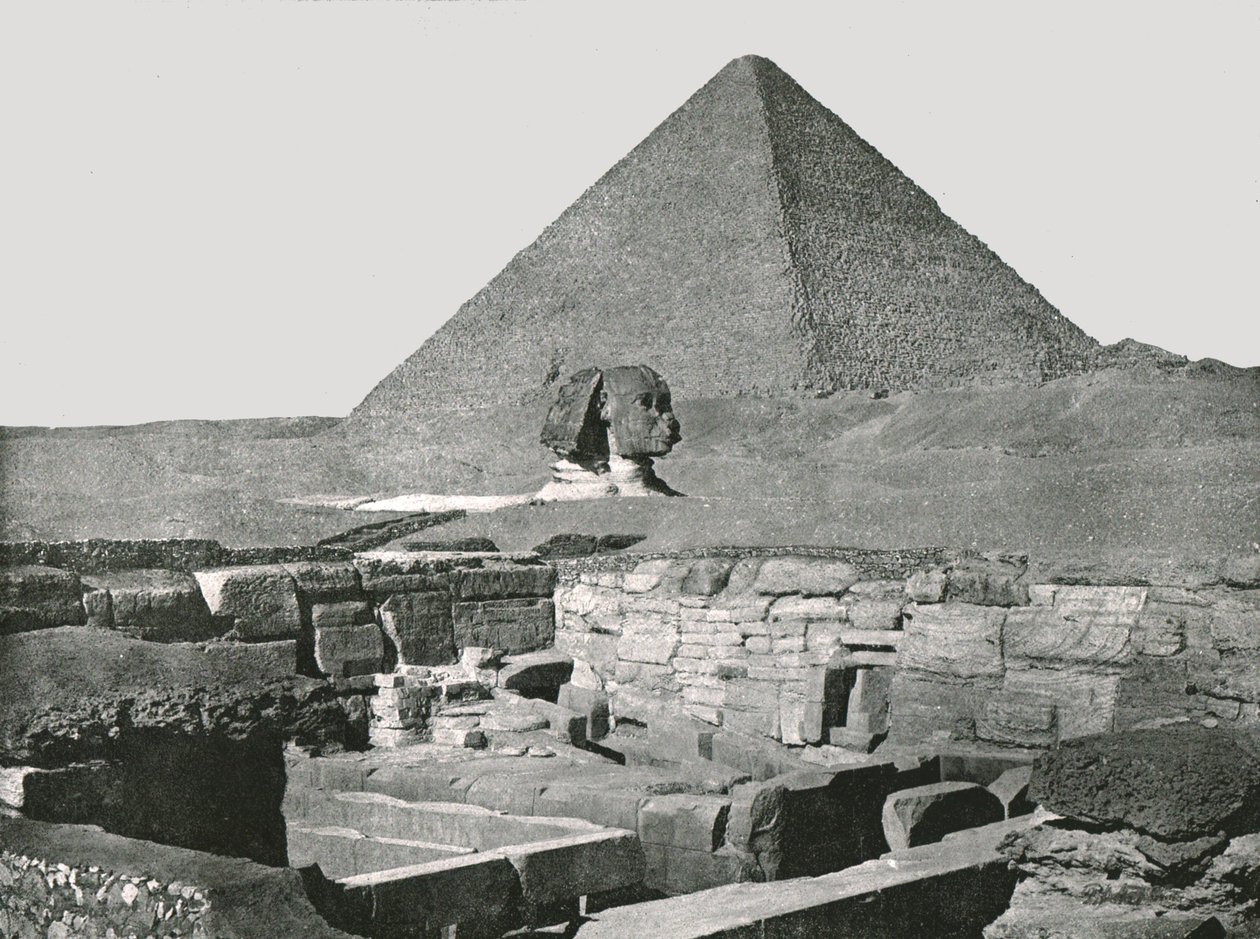 Nagy piramis, Szfinx és Chafea temploma, Gizeh, Egyiptom, 1895. alkotó: W and S Ltd