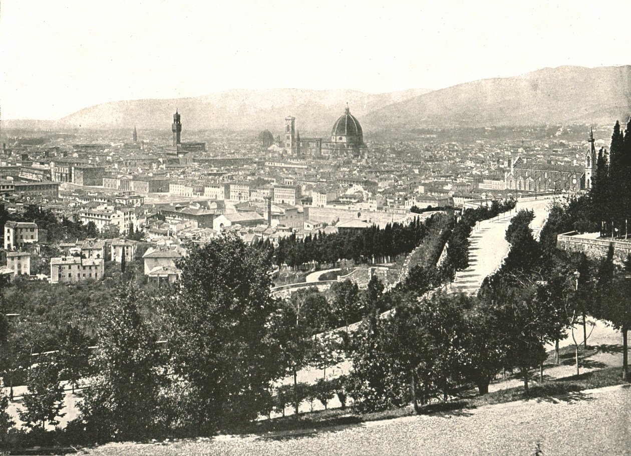 Firenze városának panorámája, Olaszország, 1895. alkotó: W and S Ltd