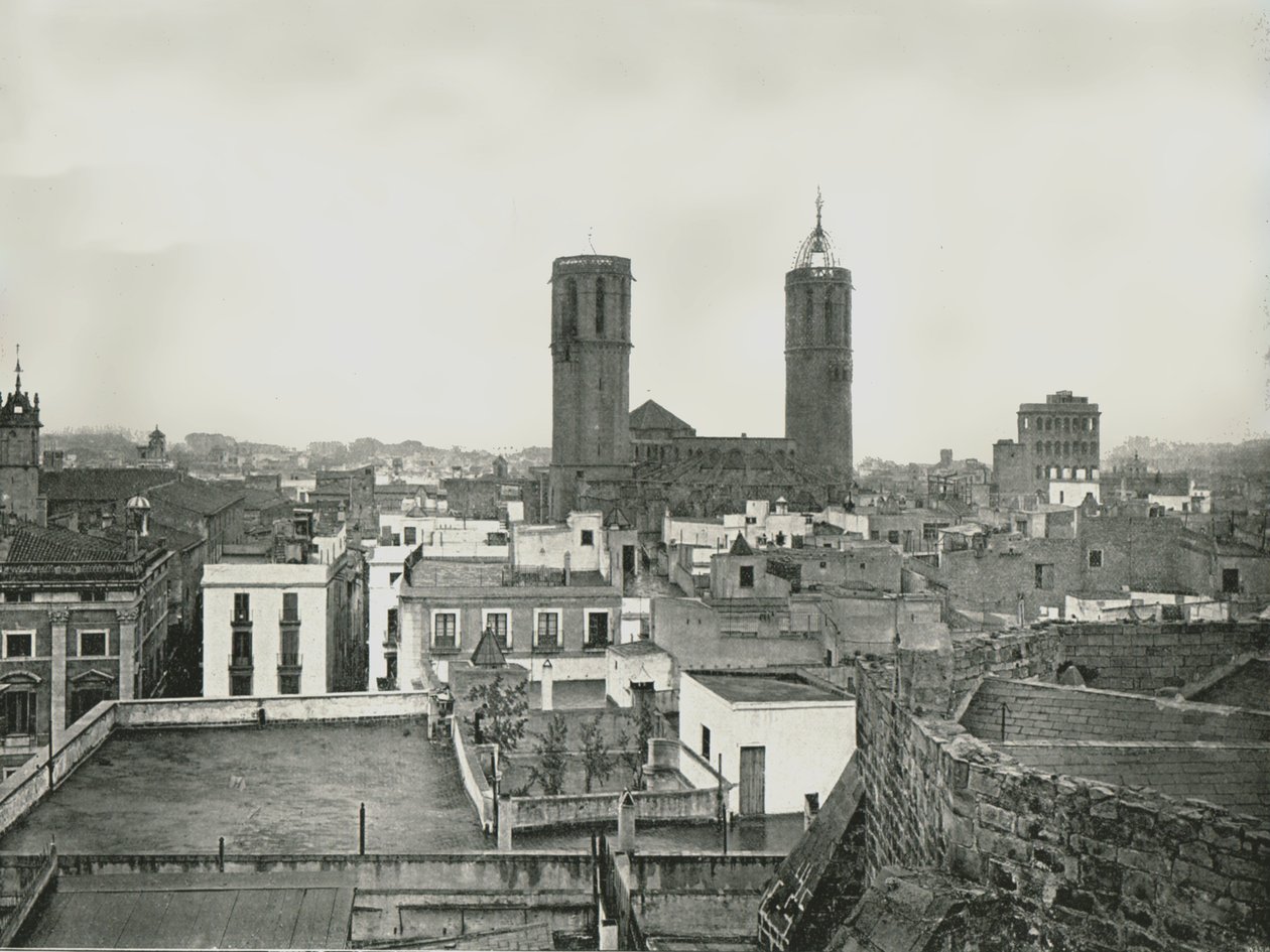 A régi város része a katedrálissal, Barcelona, Spanyolország, 1895. NEM alkotó: W and S Ltd