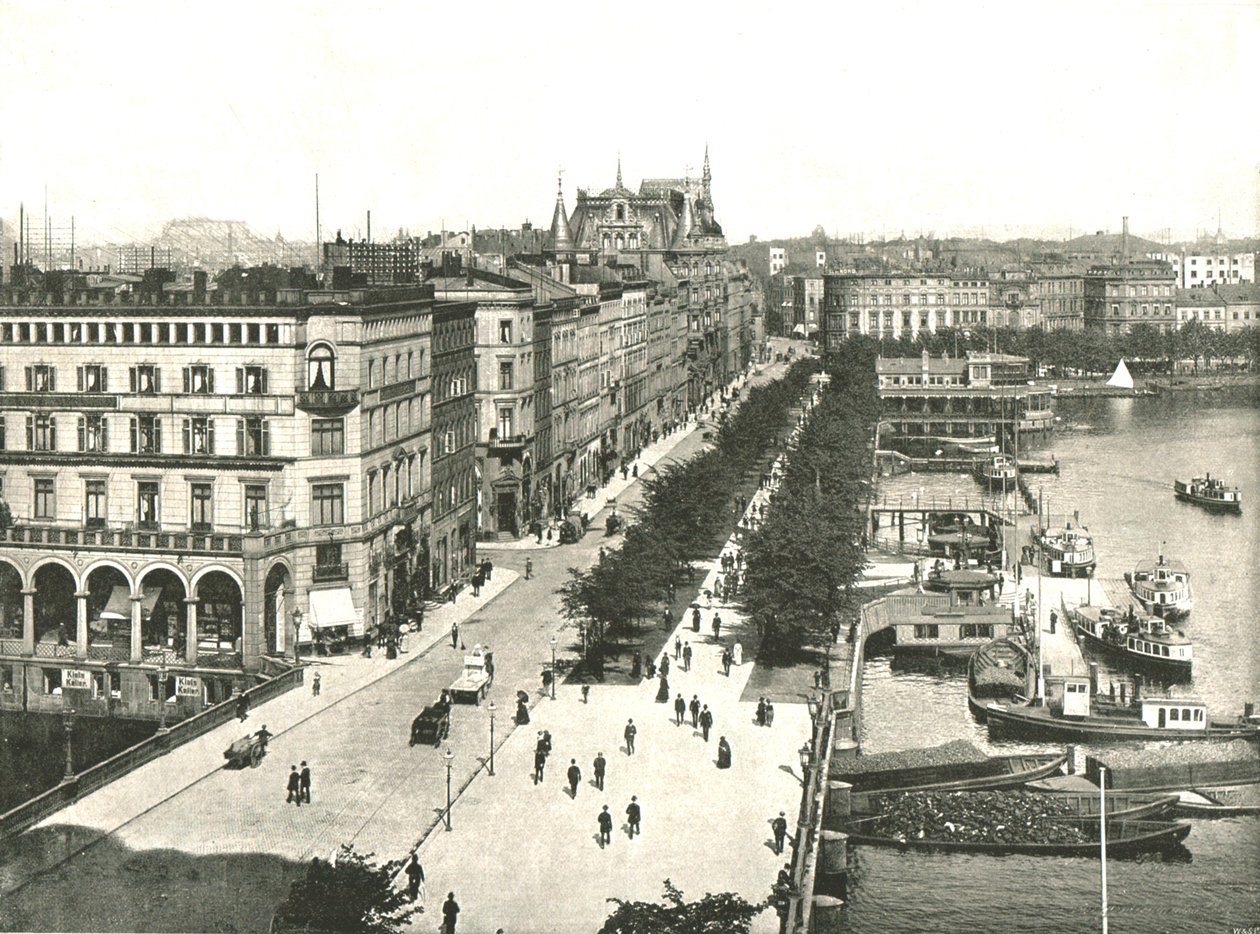 A Jungfernstieg, Hamburg, Németország, 1895. alkotó: W and S Ltd