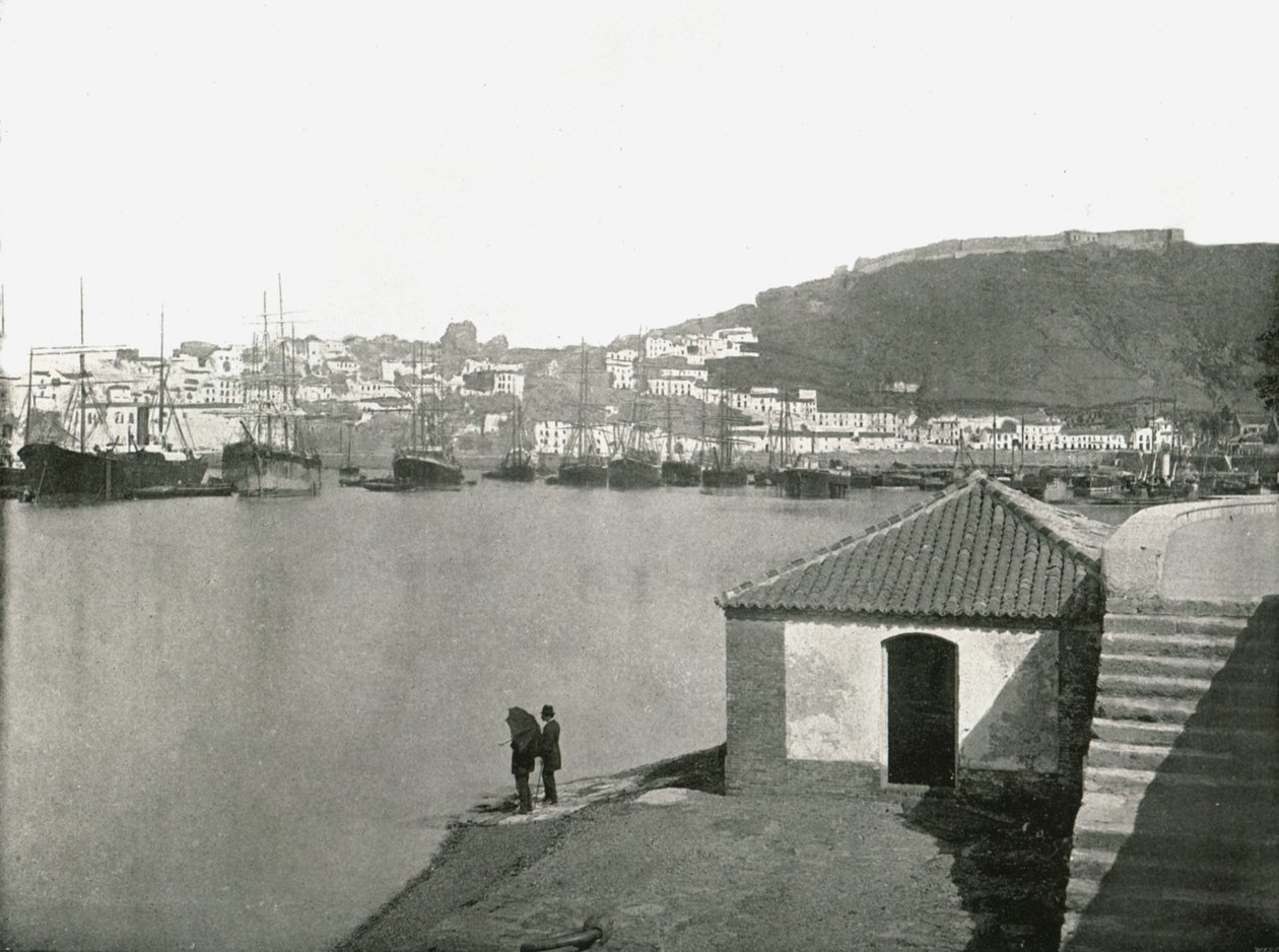 Malaga városa és kikötője, Spanyolország, 1895. alkotó: W and S Ltd