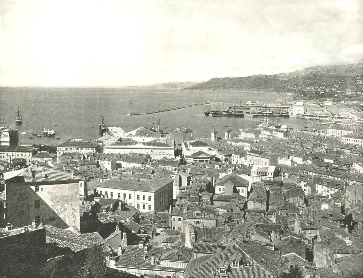 Város és kikötő, Trieszt, Olaszország, 1895. alkotó: W and S Ltd
