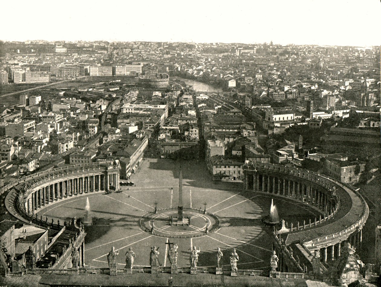 Kilátás a Szent Péter-templom kupolájából, Róma, Olaszország, 1895. alkotó: W and S Ltd