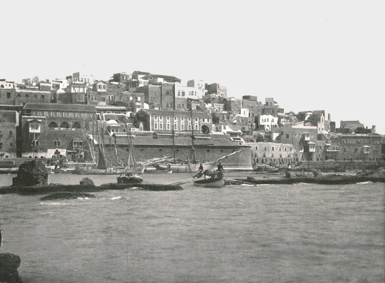 Kilátás a tengerről, Jaffa, Palesztina, 1895. alkotó: W and S Ltd