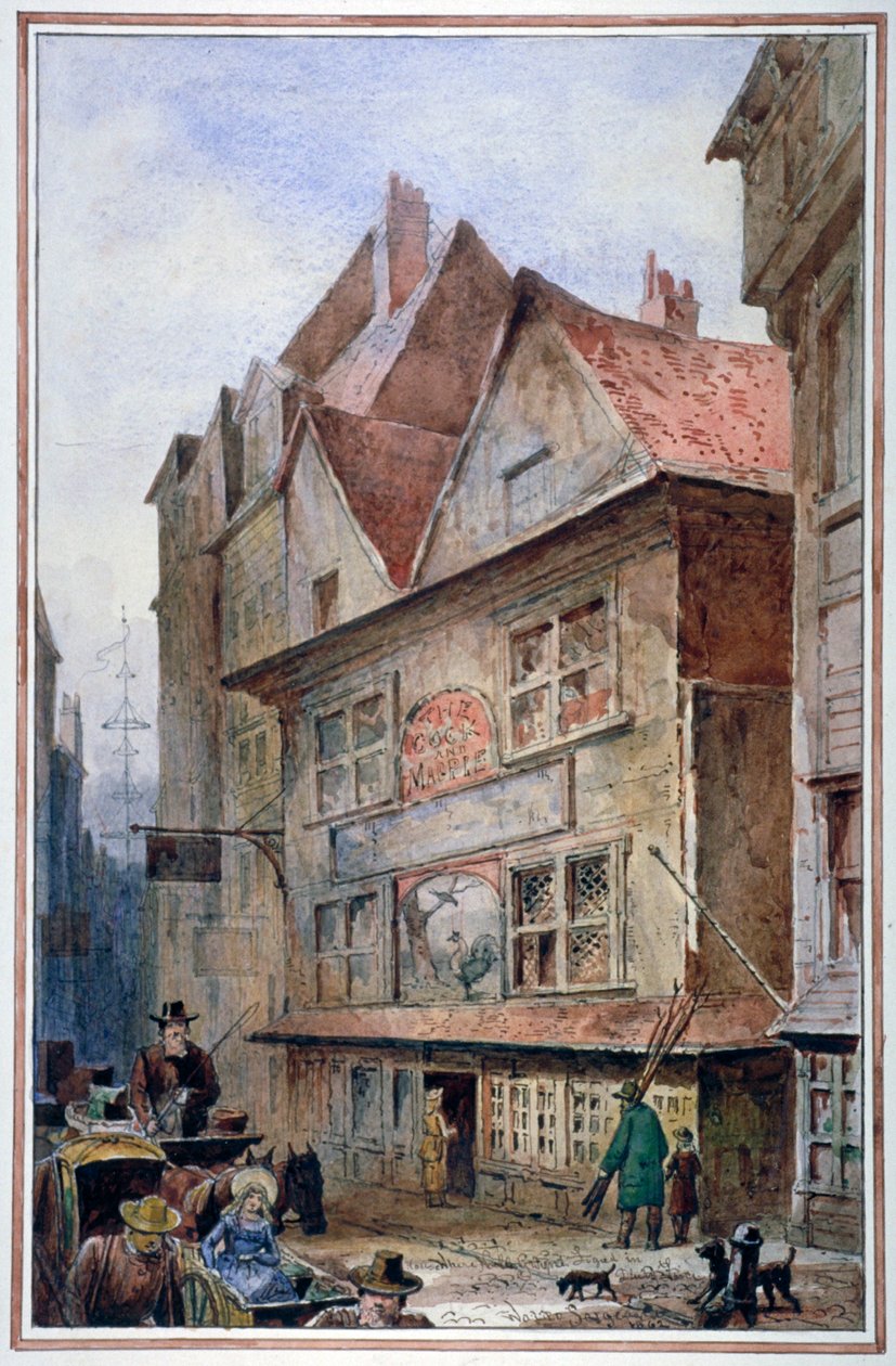 The Cock and Magpie Tavern, Drury Lane, Westminster, London, 1862 alkotó: Waldo Sargeant