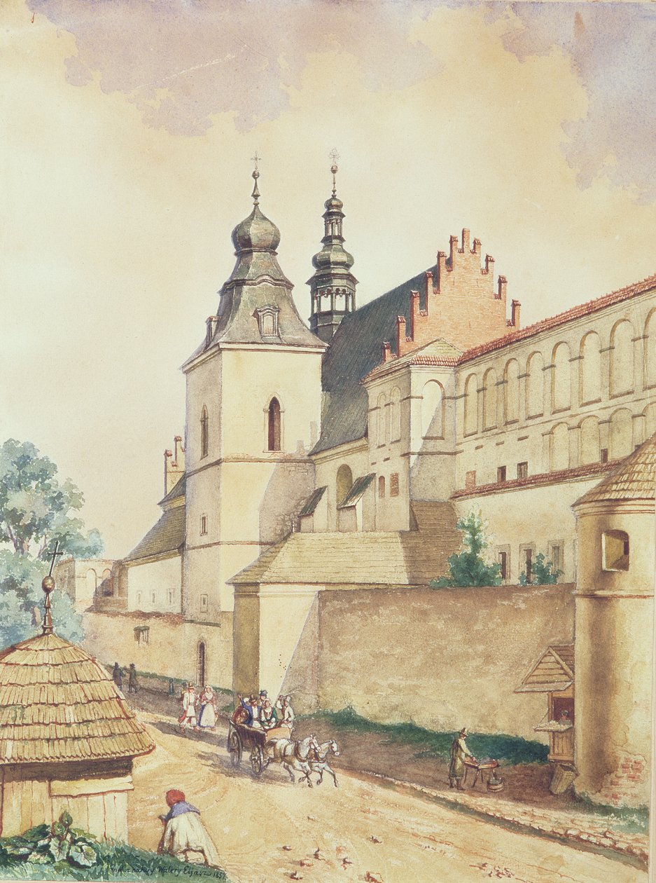Kozienicében, a Norbert-kolostor előtt, 1857 alkotó: Walery Eljasz Radzikowski