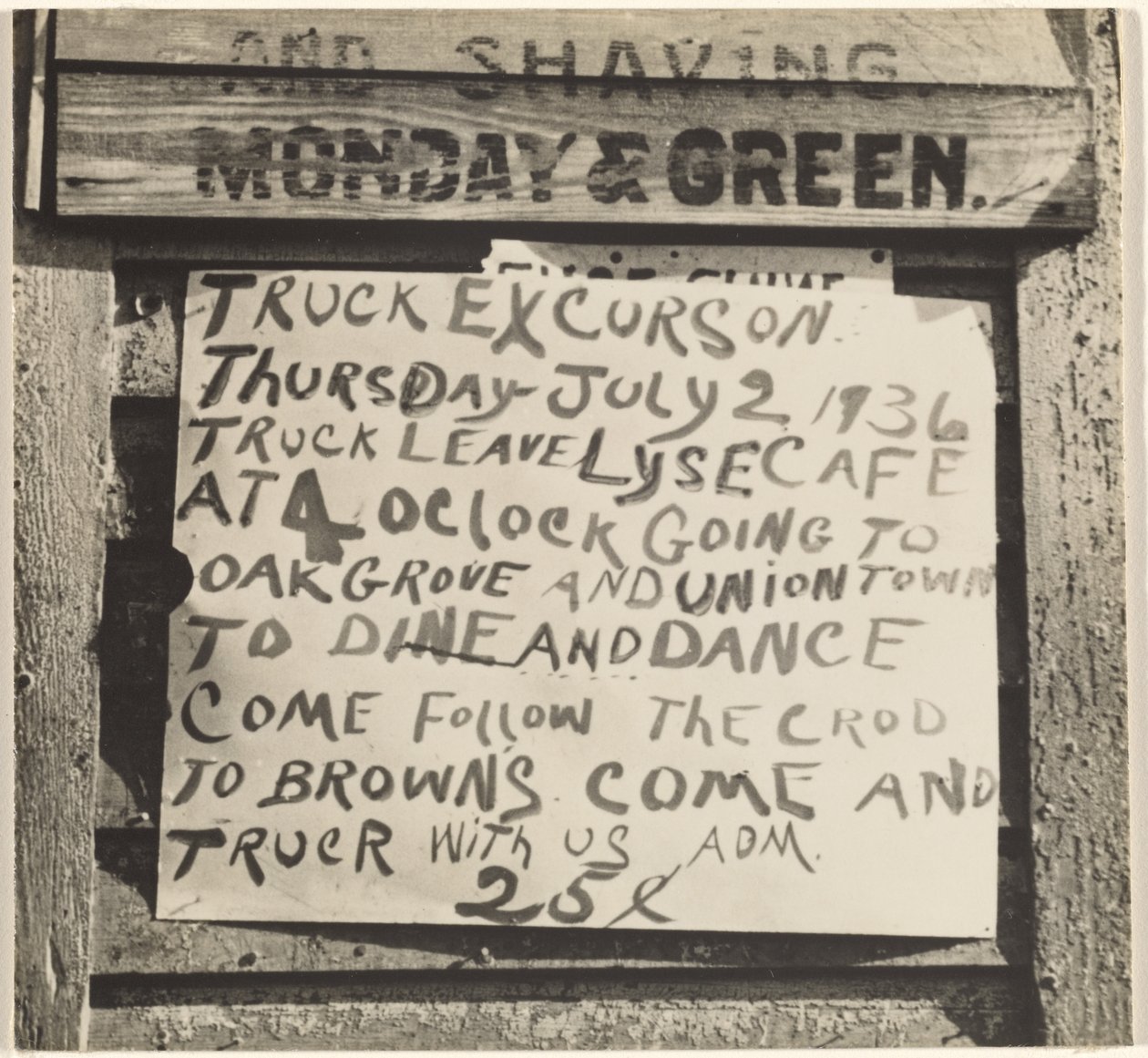 Kirándulás tábla alkotó: Walker Evans