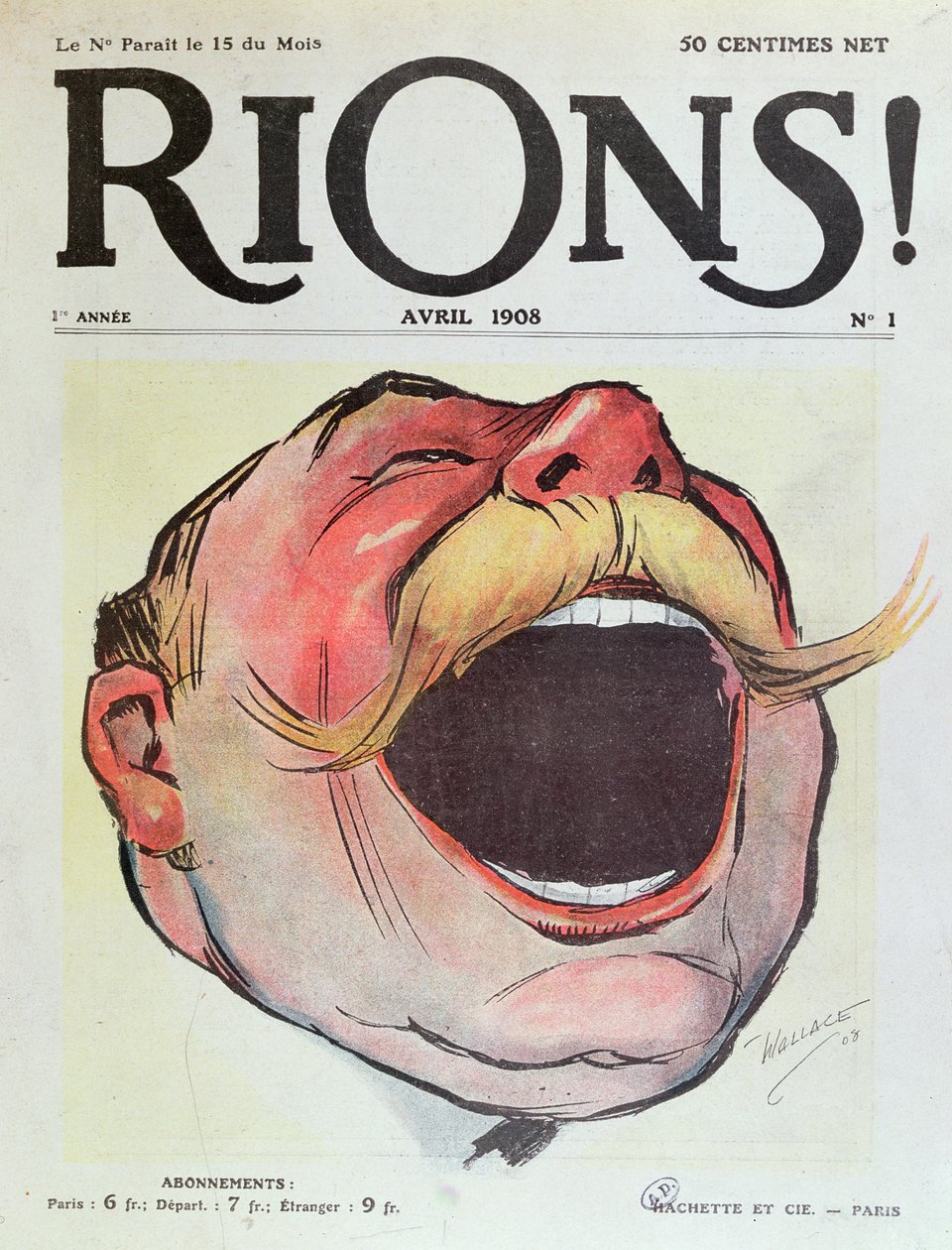 Lets Laugh, a Rions magazin borítója, 1908 alkotó: Wallace