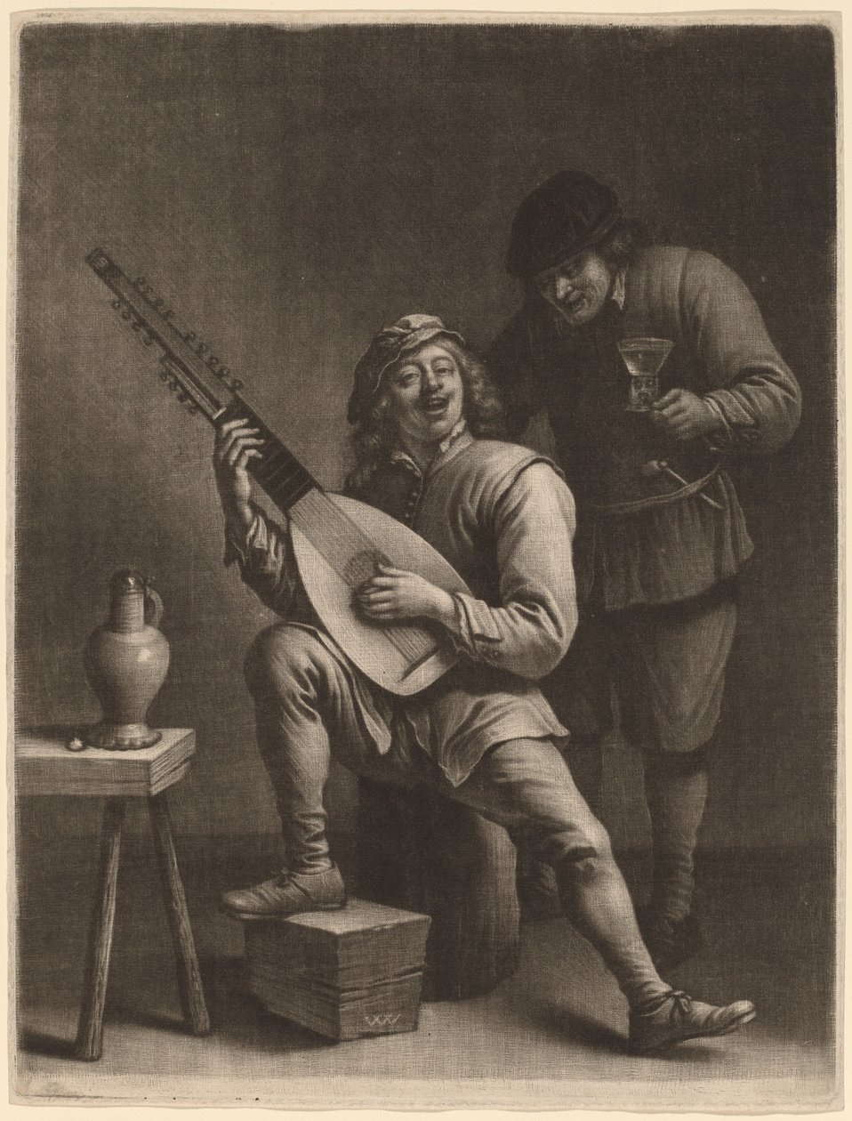 A lantos és az ivó alkotó: Wallerant Vaillant after David Teniers the Younger