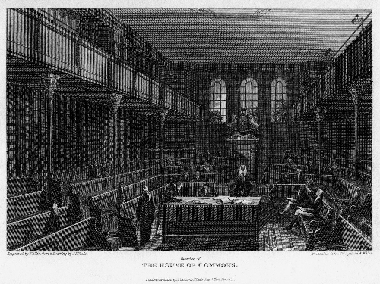 Az alsóház kamarája, Westminster, London, 1815. alkotó: Wallis