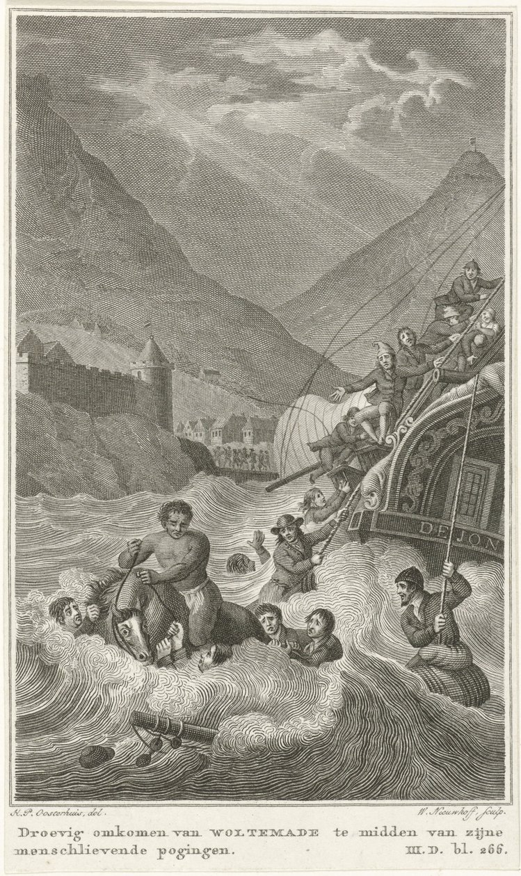 Woltemade halála a Jóreménység -fokon, 1773 alkotó: Walraad Nieuwhoff
