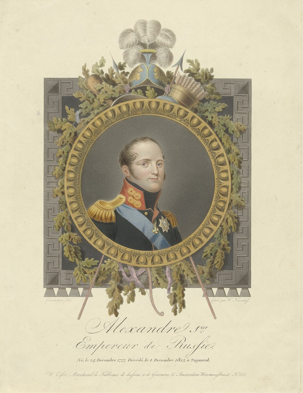 I. Sándor császár portréja 1777-1825, 1825 alkotó: Walraad Nieuwhoff