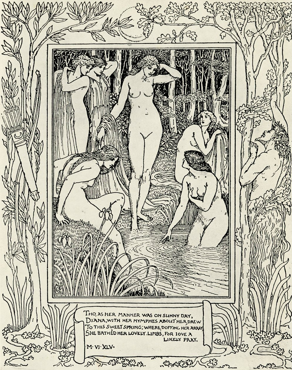 Diana és nimfái, illusztrációja Edmund Spenser 