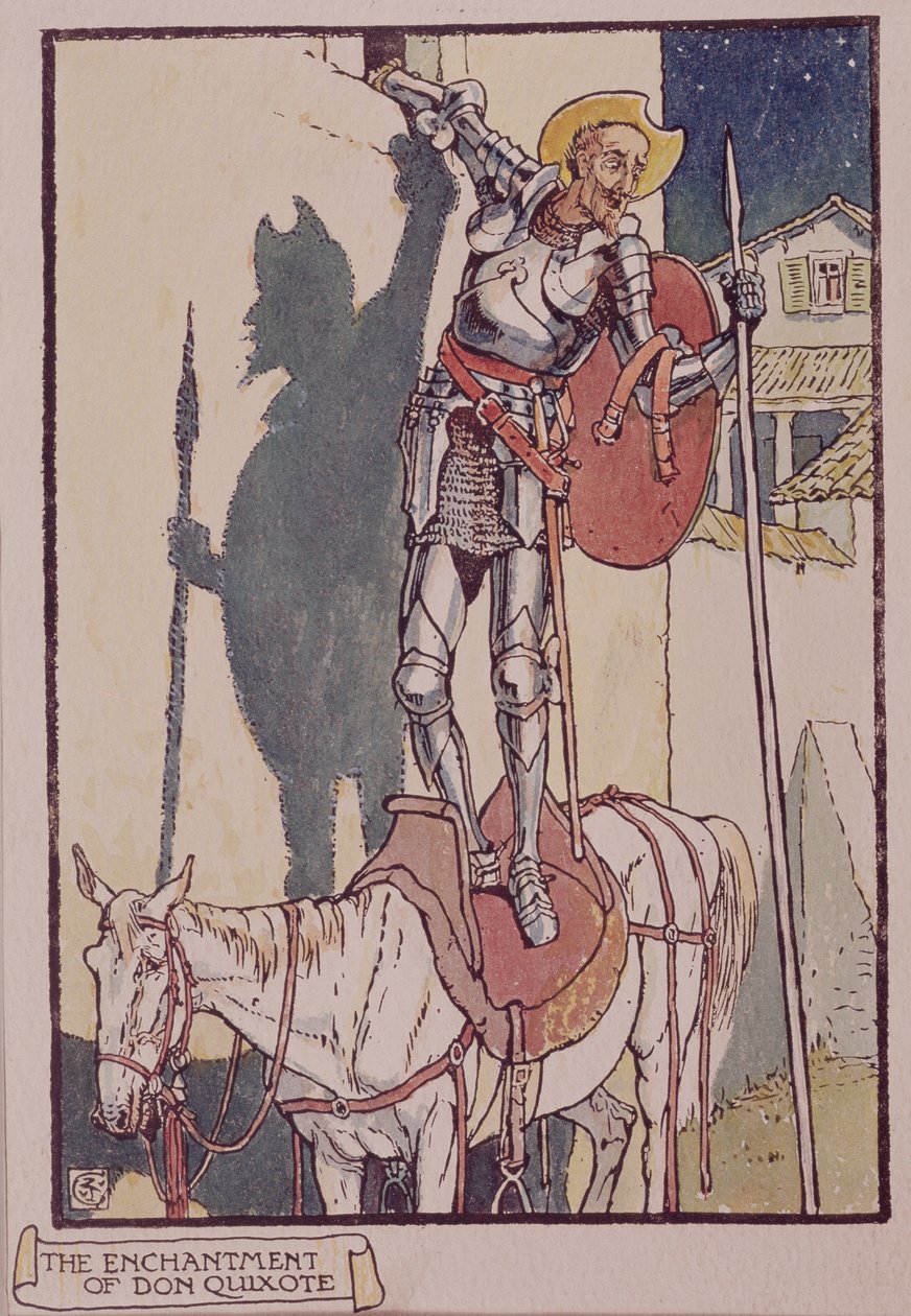Don Quijote a „Don Quijote de la Mancha”-ból, Cervantes (vonalrajz) alkotó: Walter Crane