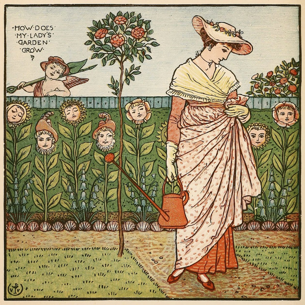 Hogyan nő a hölgyem kertje, Walter Cranes festménykönyvéből, pub. 1889 alkotó: Walter Crane