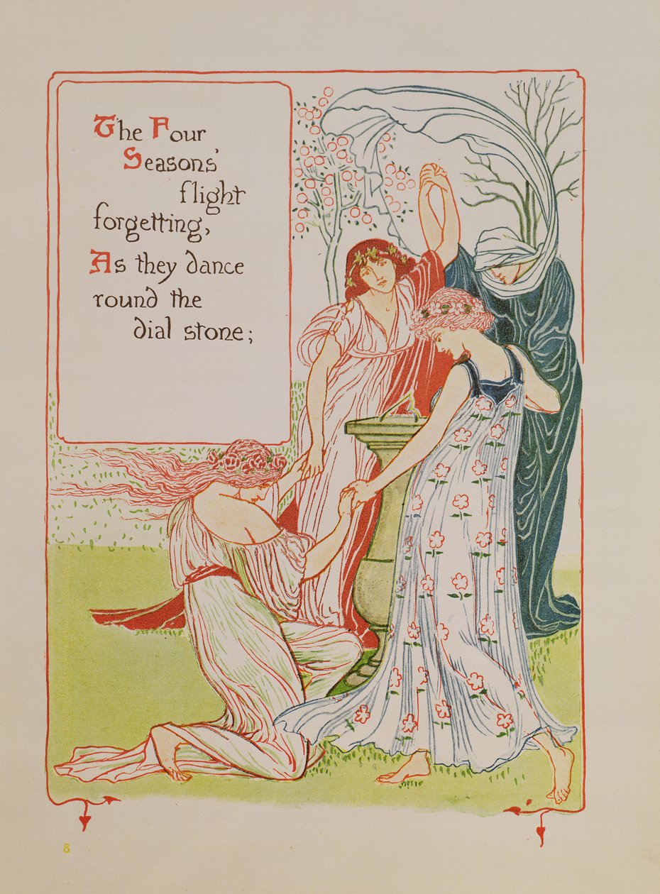 A négy évszak az "Egy virágos fantázia egy régi angol kertben" című filmből alkotó: Walter Crane