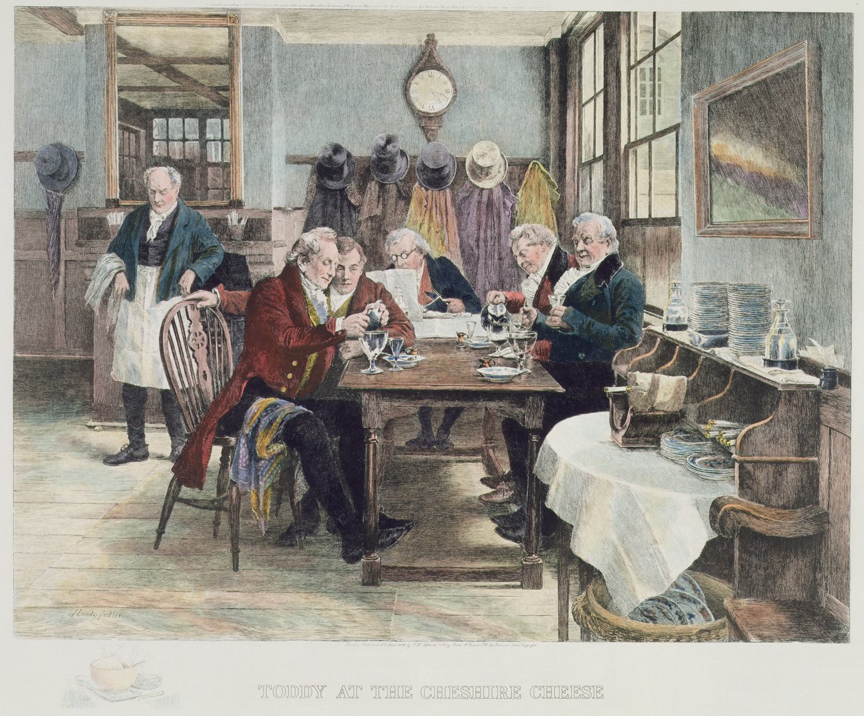 Toddy at the Cheshire Cheese, 1896-ban megjelent (akvatinta) alkotó: Walter Dendy Sadler