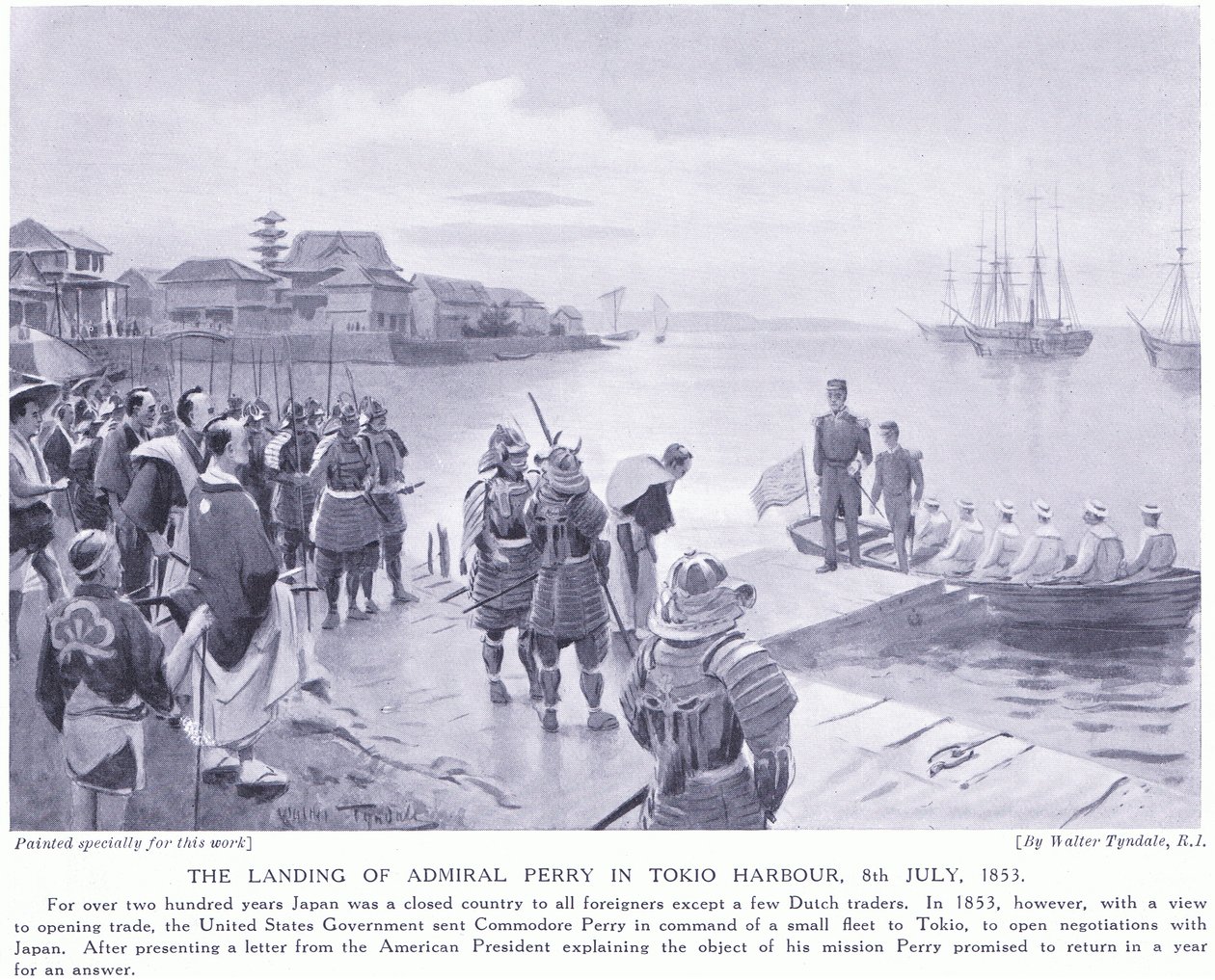 Perry admirális partraszállása Tokio kikötőben AD1853 alkotó: Walter Frederick Roofe Tyndale