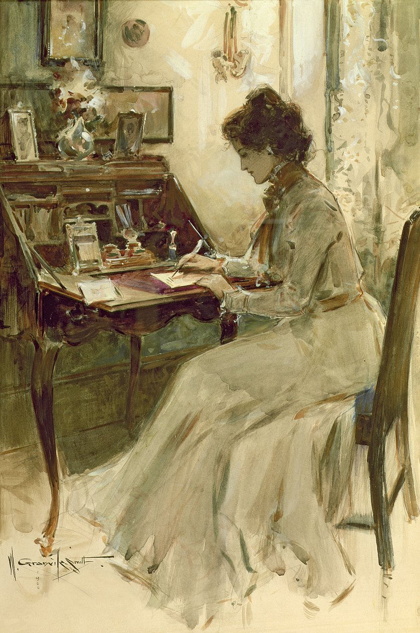 Levél írása, 1900 (wc az illusztrációs táblán) alkotó: Walter Granville Smith
