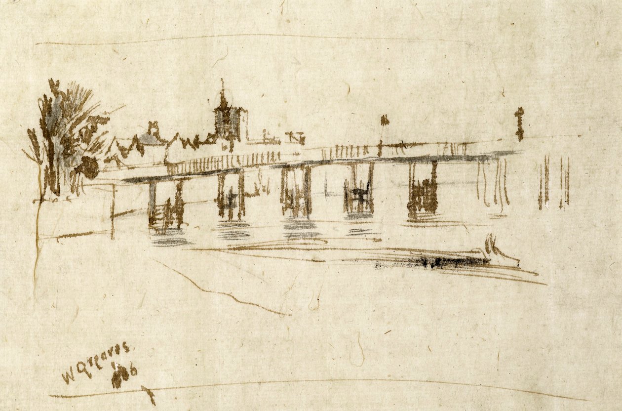 Régi Battersea híd, 1890 körül alkotó: Walter Greaves