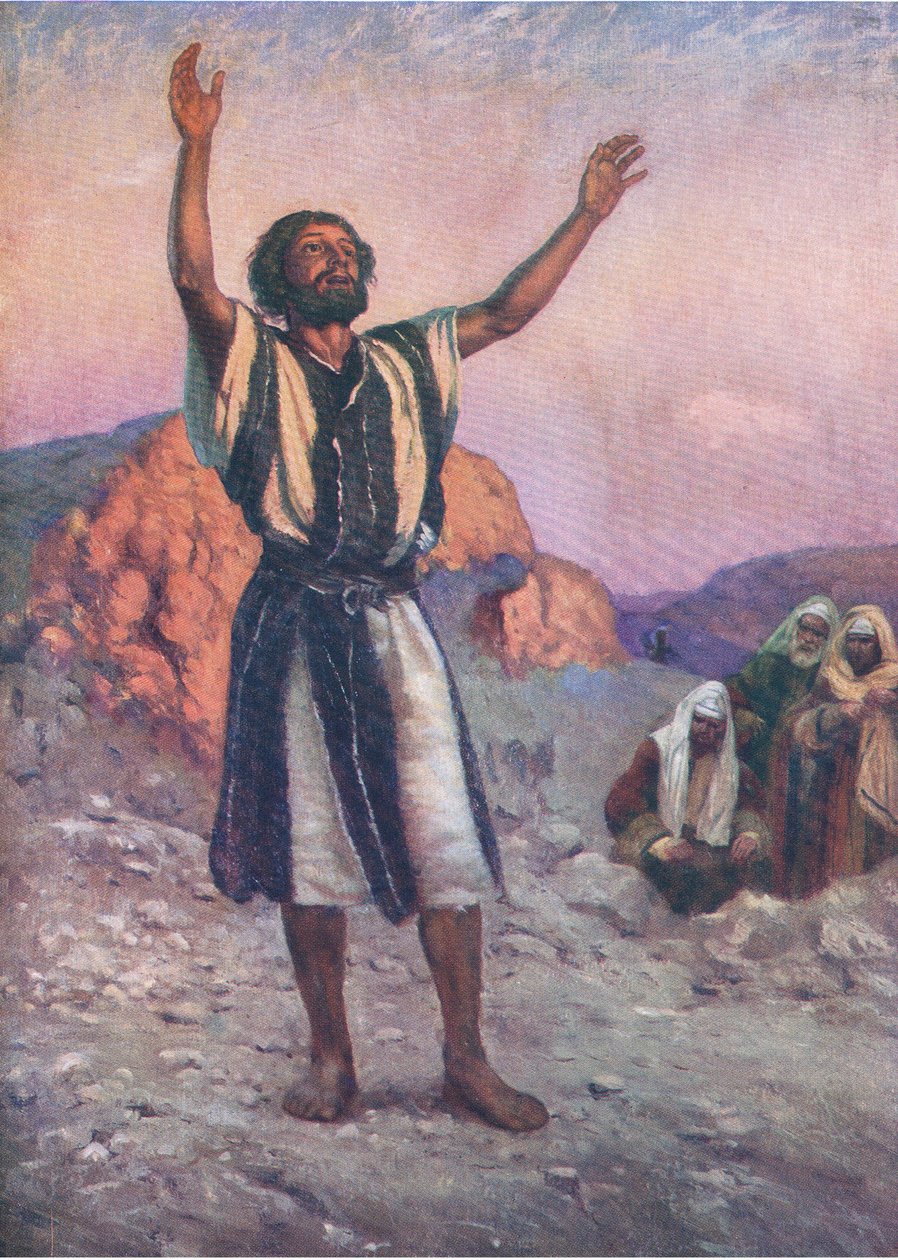 Keresztelő János, a Thomas Nelson által kiadott Biblia képeskönyvből, 1950 körül. alkotó: Walter Grieve