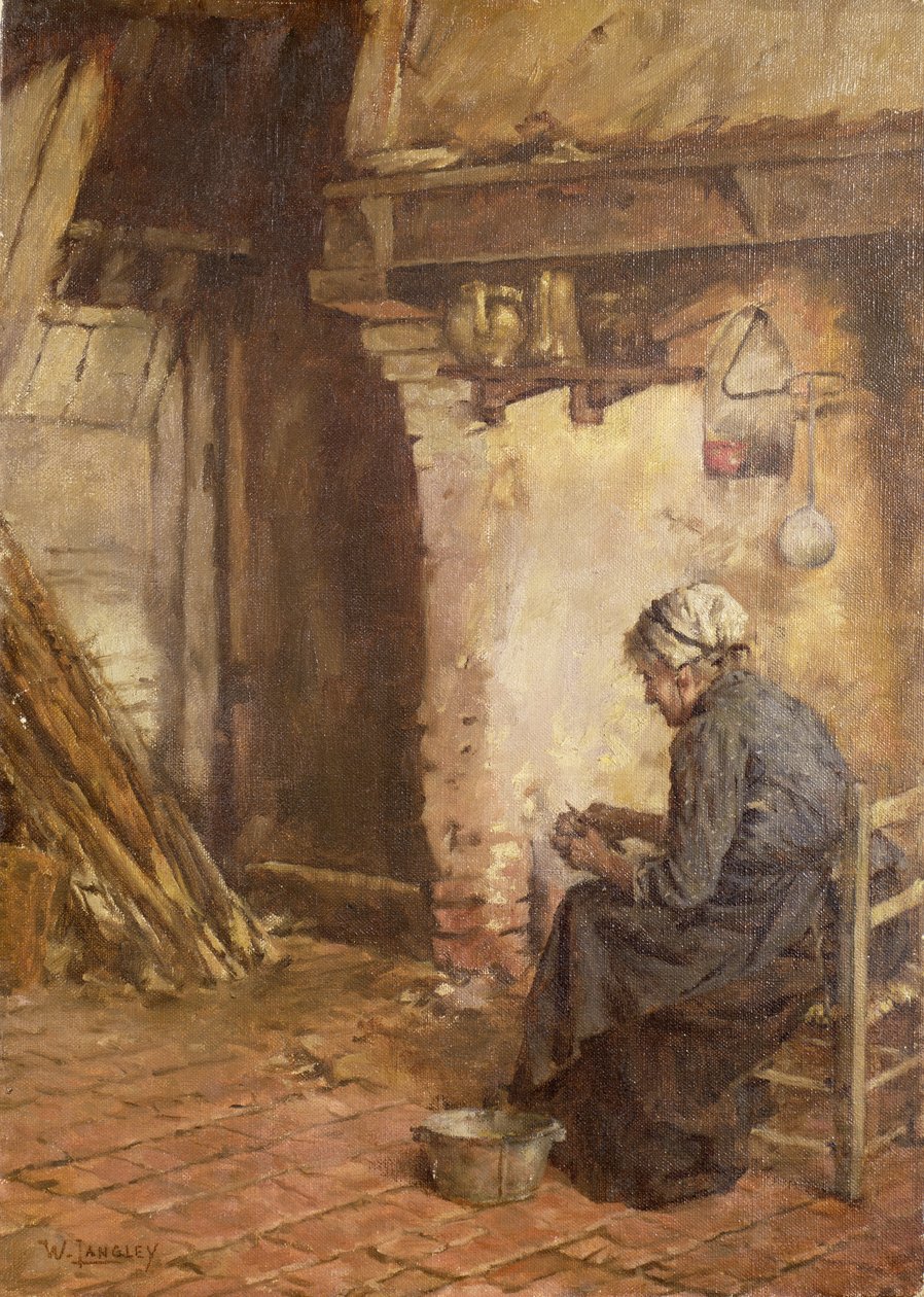 Öregasszony burgonyát pucol alkotó: Walter Langley