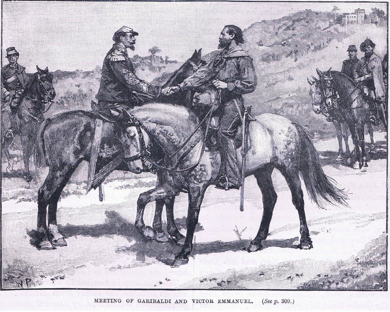 Geribaldi és Victor Emmanuel találkozása 1860-ban alkotó: Walter Paget