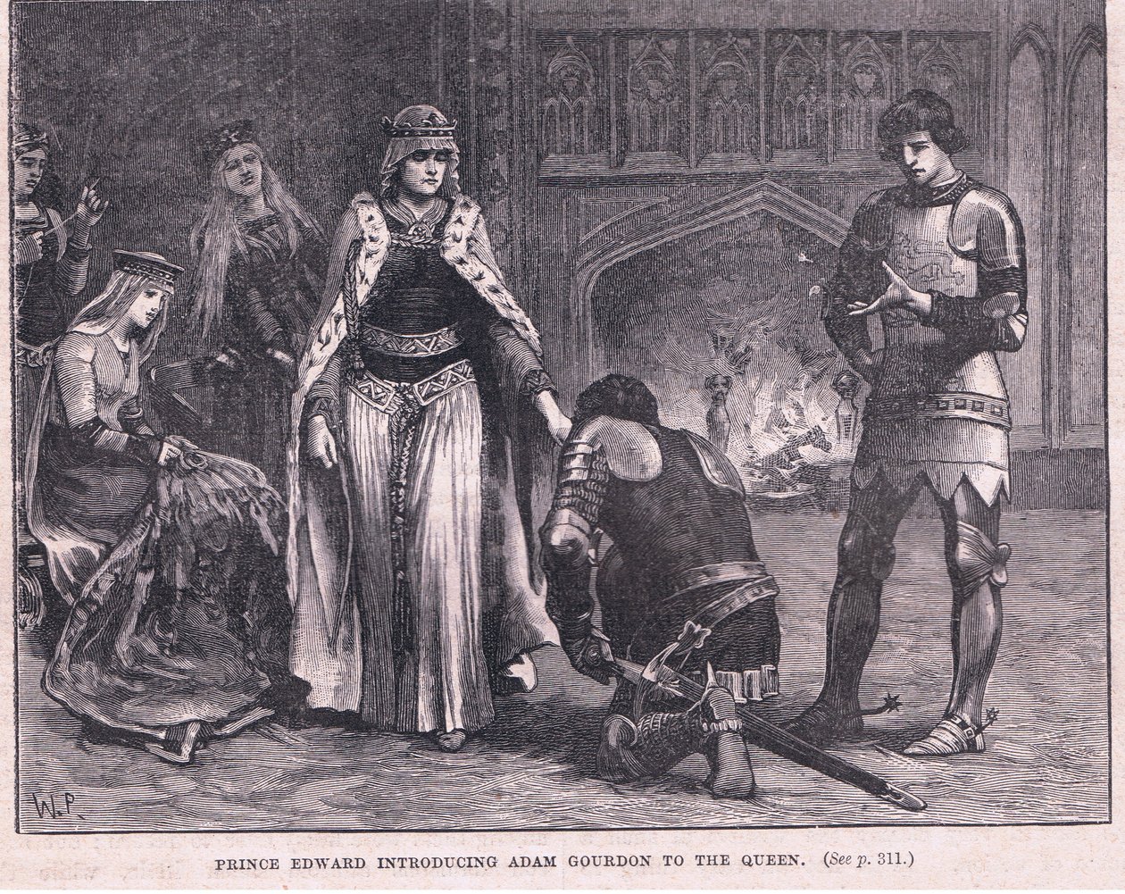 Edward herceg bemutatja AD am Gourdon a királynőnek AD 1270 alkotó: Walter Paget