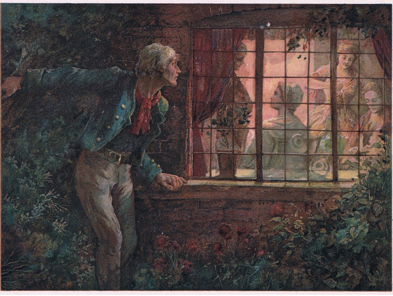 Enoch Arden visszatérése, illusztráció a Tennyson Picturestől, az E P Dutton & Co., 1900 körül alkotó: Walter Paget