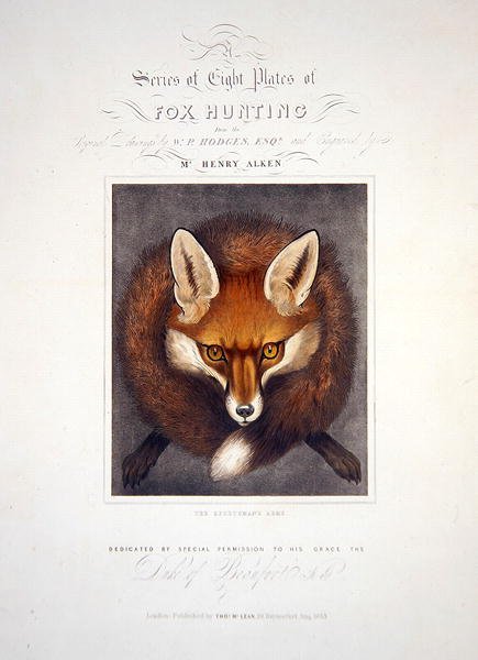 Címlap a Nyolc rókavadászat sorozatból, Beaufort hercegének szentelve, Henry Alken (1785-1851) metszetével, 1833 (kézzel színezett akvatinta) alkotó: Walter Parry after Hodges