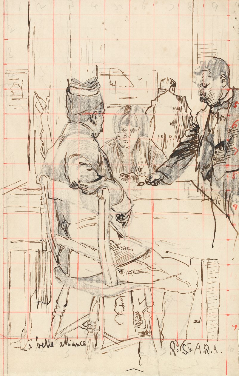 "La belle alliance" (toll és tinta grafittal a papíron) alkotó: Walter Richard Sickert
