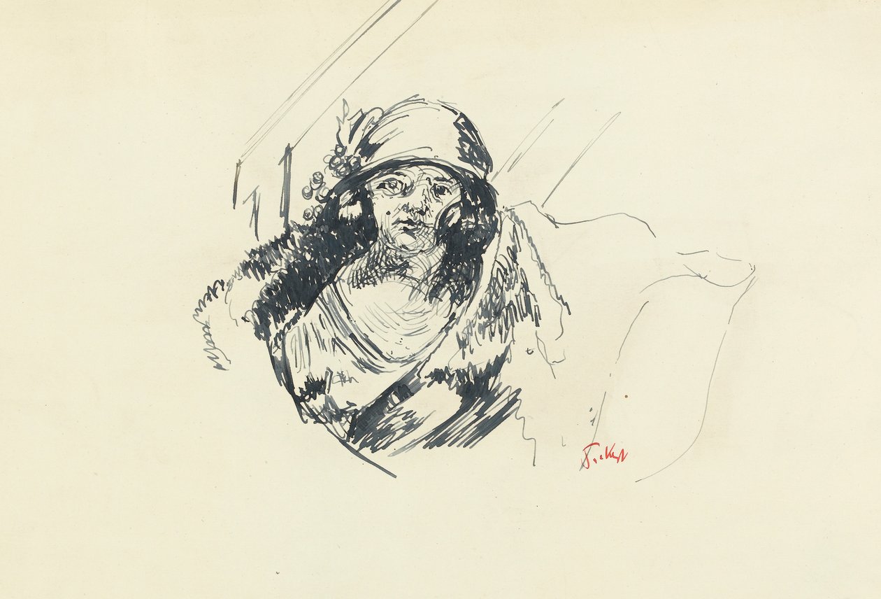 Miss Fairfax tanulmánya (toll és kék tinta, papír) alkotó: Walter Richard Sickert