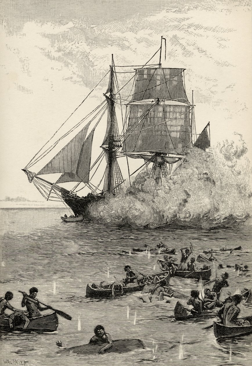 "Adtam nekik egy ilyen széles oldalt" - illusztráció Daniel Defoe (1660-1731) "Robinson Crusoe" című művéből, 1896-ban. alkotó: Walter Stanley Paget