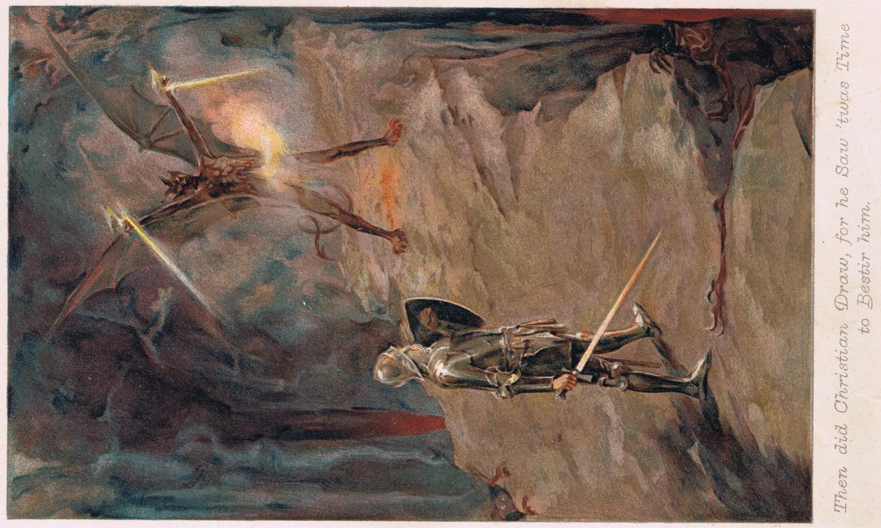 Illusztráció John Bunyan "Zarándok útja" című művéből, 1910 körül. alkotó: Walter Stanley Paget