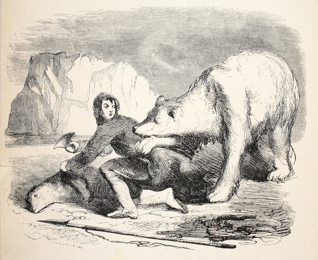A grönlandiak vacsorája, amelyet egy medve tulajdonított el, 1859 alkotó: Walter William May