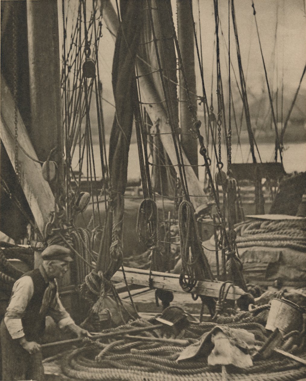 Az árboc lábánál egy Temzei bárkán, 1935. alkotó: Walter Benington