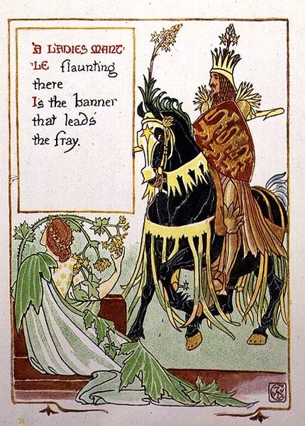 Egy hölgyköpeny, az "Egy virágos fantázia egy régi angol kertben" című filmből alkotó: Walter Crane