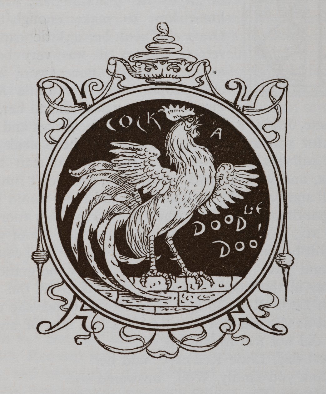 Egy kakas kukorékol. alkotó: Walter Crane