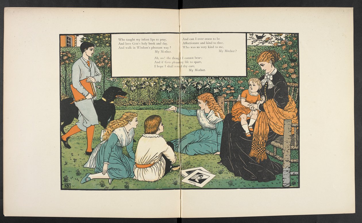 Család a kertben. alkotó: Walter Crane