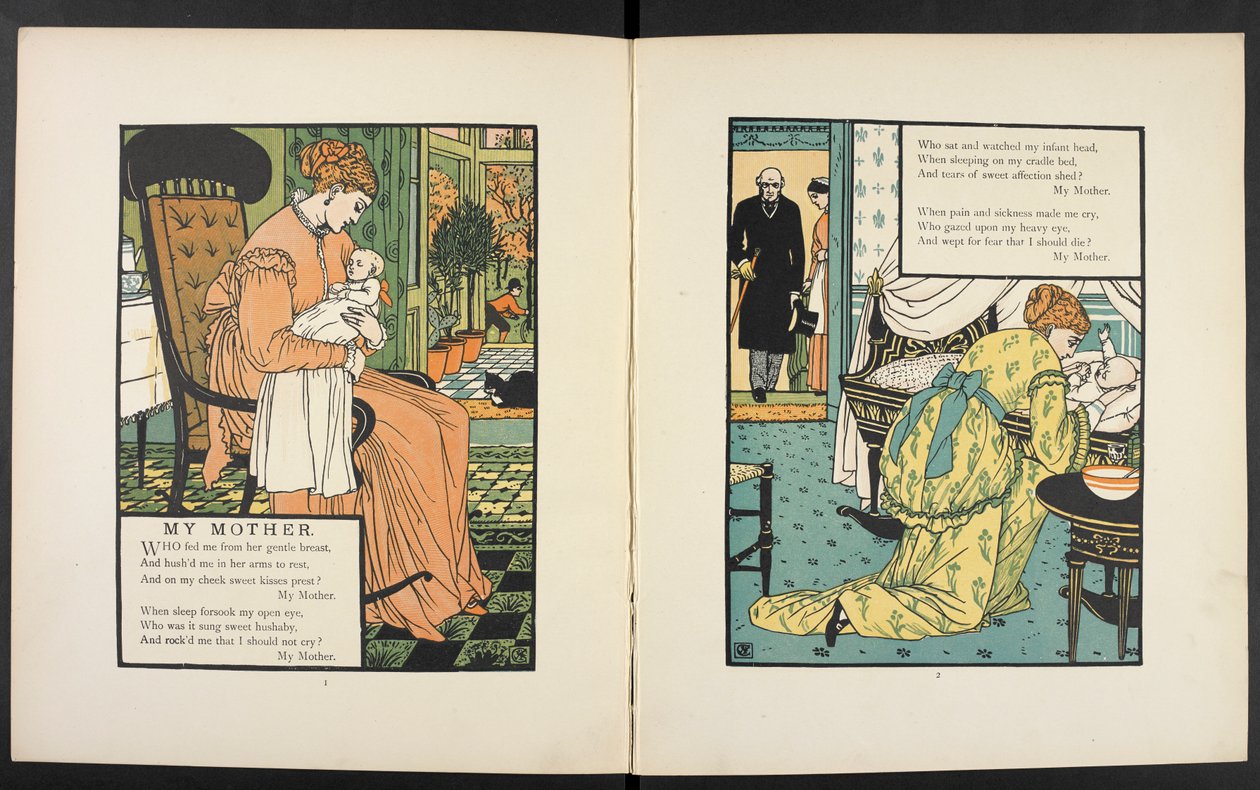 Egy anya a babájával. Illusztráció a történethez, „az anya”. alkotó: Walter Crane